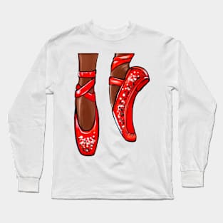 Top 10 best gifts for dancers. Ballet pointe shoes in red. Ballerina dancer dancing dance Long Sleeve T-Shirt